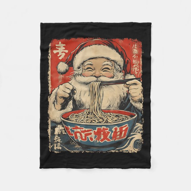 Manta Polar Santa Eating Ramen Noodles Ukiyo-e Insred Christma (Anverso)