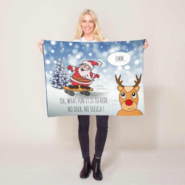 Manta Polar Santa en el patinaje invierno divertido de renos (In situ)