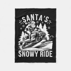 Manta Polar Santa en moto de nieve montando Navidad
