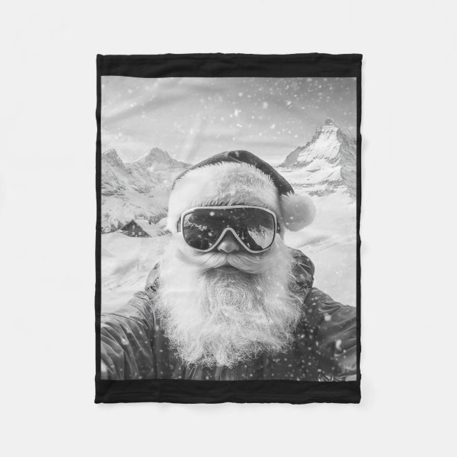 Manta Polar Santa Esquí Selfie Navidad  (Anverso)