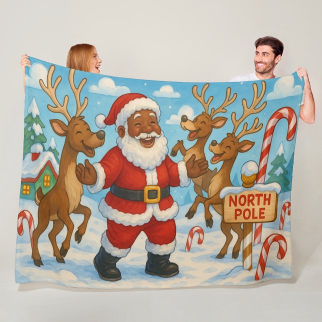 Manta Polar Santa Fleece Christmas Blanket (In situ)