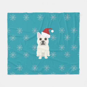 Manta Polar Santa Frenchie, Copos de Nieve Azules
