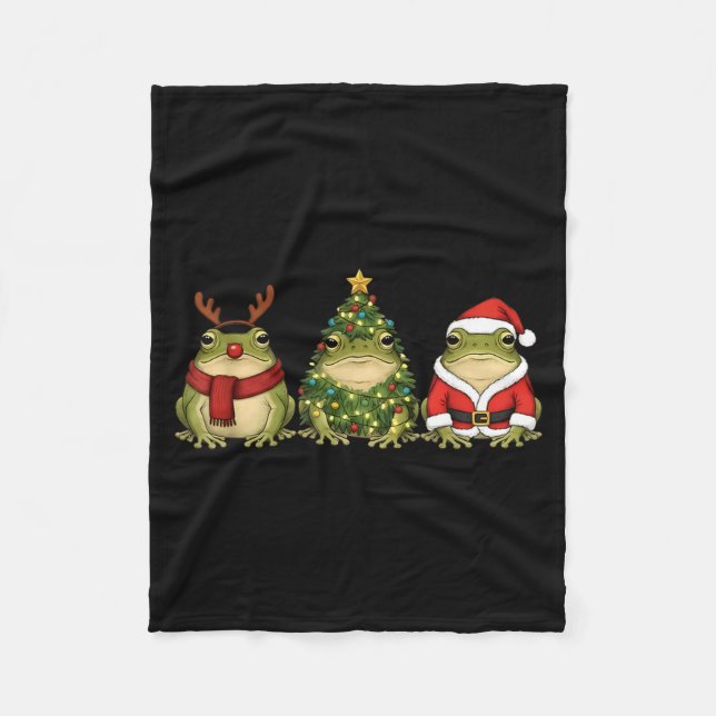 Manta Polar Santa Green Frog Christmas Tree Frog Lover Animal  (Anverso)