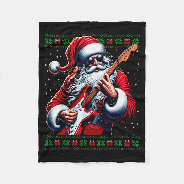 Manta Polar Santa Guitar Musician Guitarist Ugly Christmas Swe (Anverso)