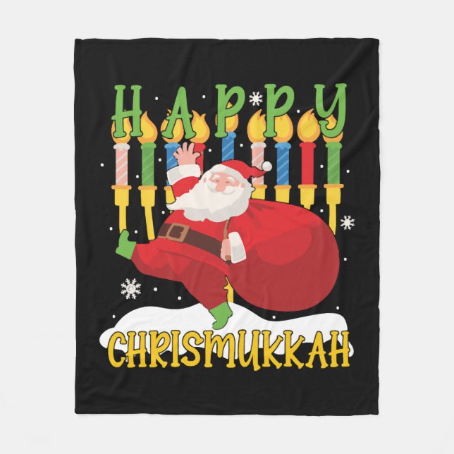 Manta Polar Santa Happy Chrismukkah Funny Hanukkah Navidades (Anverso)