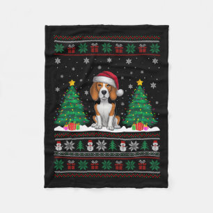 Manta Polar Santa Hat Beagle Dog Árbol de navidad ilumina Ugly