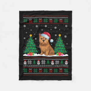 Manta Polar Santa Hat Brussels Griffon Perro Xmas Árbol Luces