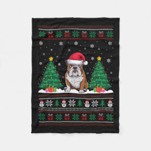 Manta Polar Santa Hat Bulldog americano navidad árbol alumbra 