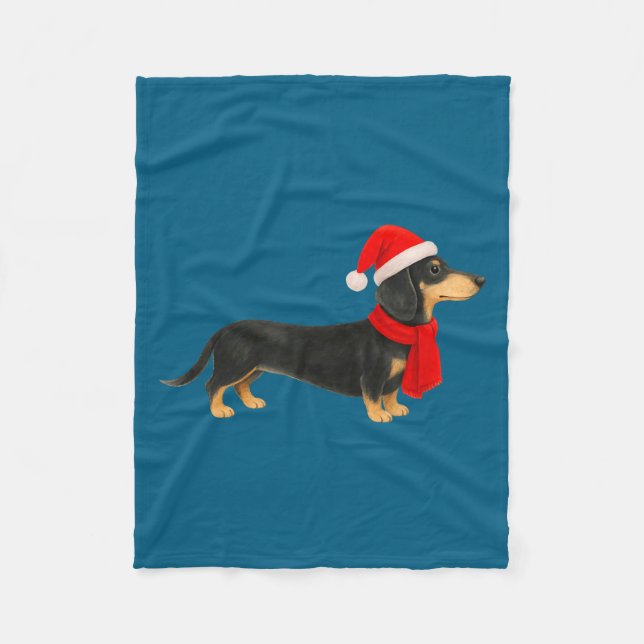 Manta Polar Santa Hat Dachshund Christmas Funny Cute Dog Mom  (Anverso)