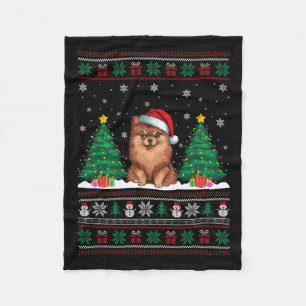 Manta Polar Santa Hat Pomeranian Dog Christmas Tree Encende Ug