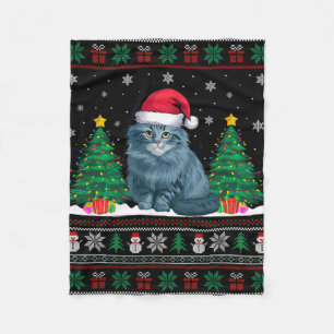 Manta Polar Santa Hat Ragdoll Cat Árbol de navidad ilumina S
