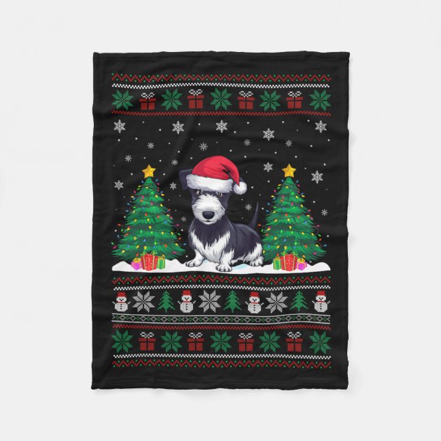 Manta Polar Santa Hat Rat Terrier Perro Árbol de Navidad Ilumi (Anverso)