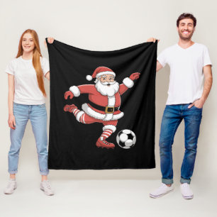 Manta Polar Santa Juega Fútbol Navidad Deportes