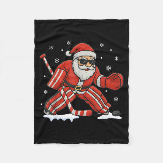 Manta Polar Santa jugando portero de hockey sobre hielo Navida
