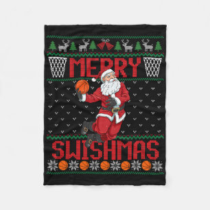 Manta Polar Santa Jugando Sketll Suéter Feo De Navidad Swishm