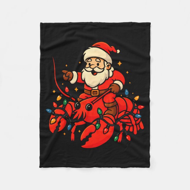 Manta Polar Santa Lobster Christmas Pajama Santa Riding Lobste (Anverso)