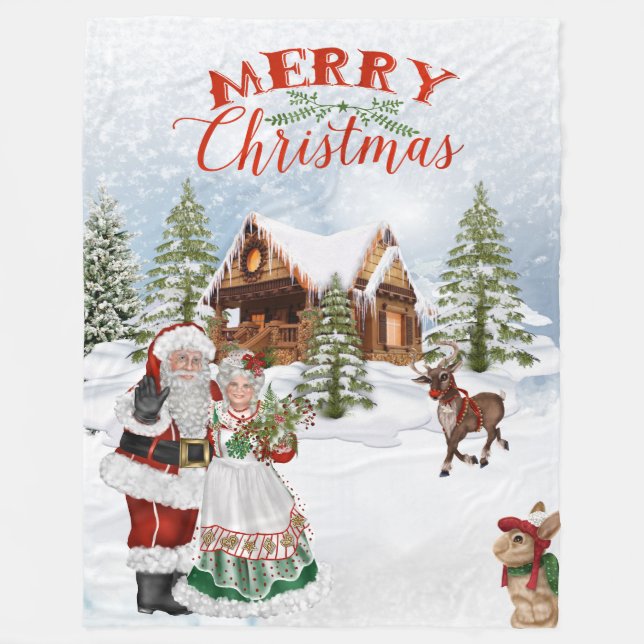 Manta Polar Santa Merry Christmas Blanket (Anverso)