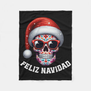 Manta Polar Santa México Calavera Navidad Mexicano Feliz Navi