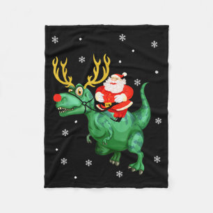Manta Polar Santa montando dinosaurio divertido amante de la N