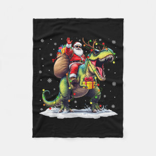 Manta Polar Santa montando dinosaurio T Rex Navidad chicos hom