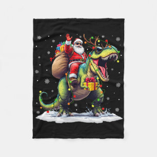 Manta Polar Santa montando dinosaurio T Rex Navidad chicos hom