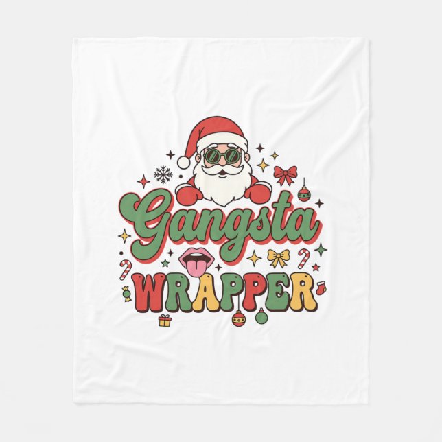 Manta Polar Santa Navidad de Gangsta Wrapper (Anverso)
