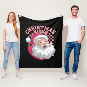 Manta Polar Santa Navidad Rosa Retro Vintage