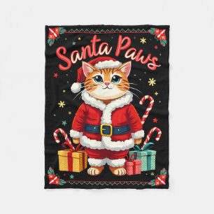 Manta Polar Santa Paws Cat Santa Hat Navidades Kitten Xmas Ugl