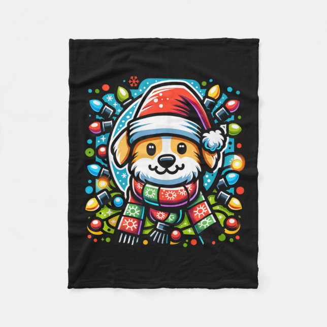 Manta Polar Santa Paws Cute Navidades Diseño Perro para Animal (Anverso)