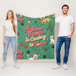 Manta Polar Santa Paws viene a la ciudad Retro Perro Gato Navi