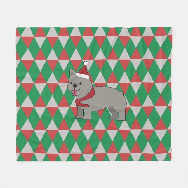 Manta Polar Santa PawsHoliday Diamonds Dog (Frente (Horizontal))