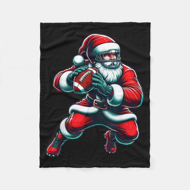 Manta Polar Santa Playing American Football Christmas Women Me (Anverso)