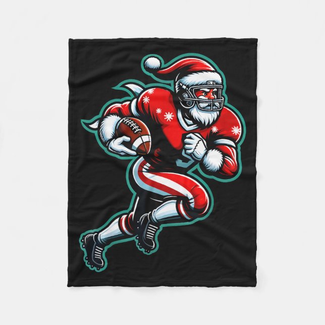Manta Polar Santa Playing American Football Christmas Women Me (Anverso)