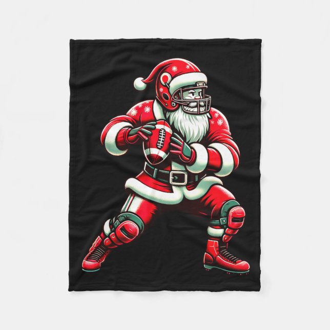 Manta Polar Santa Playing American Football Christmas Women Me (Anverso)