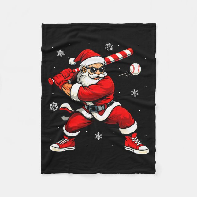Manta Polar Santa Playing Baseball Xmas Funny Christmas Baseba (Anverso)