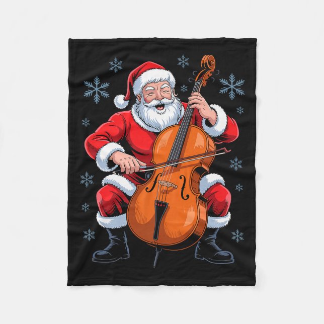 Manta Polar Santa Playing Cello Funny Holiday Chrismas Xmas Pa (Anverso)