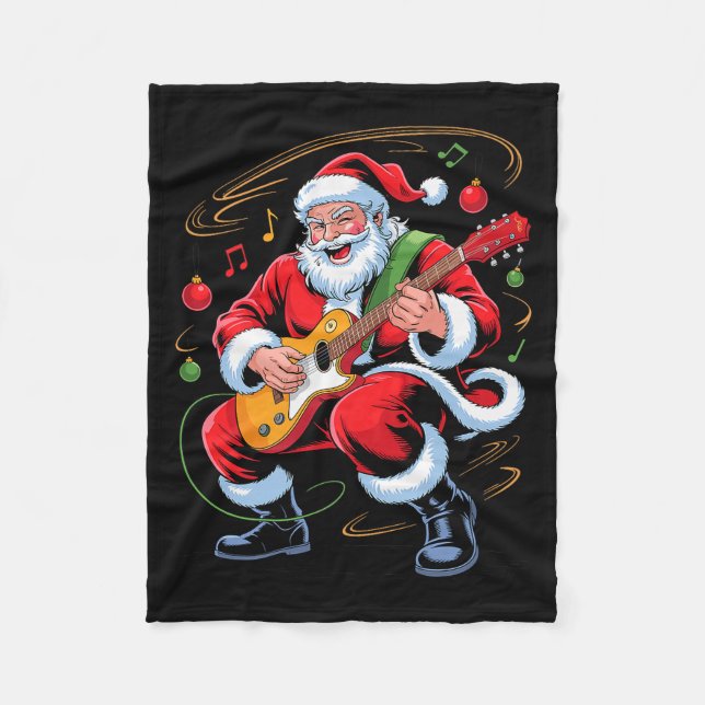 Manta Polar Santa Playing Guitar Funny Holiday Christmas Xmas  (Anverso)