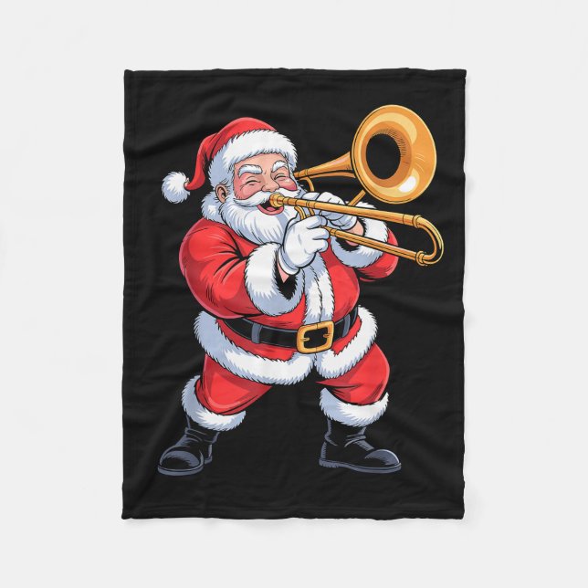 Manta Polar Santa Playing Trombone Funny Holiday Chrismas Xmas (Anverso)
