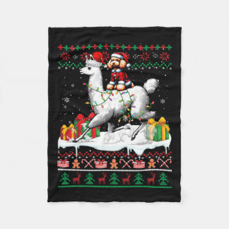 Manta Polar Santa Poodle Riding Llama Navidades Sweater Lover
