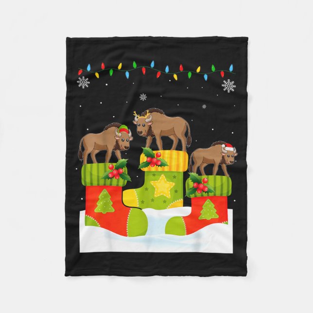 Manta Polar Santa Reindeer Elf Wildebeest In Christmas Socks U (Anverso)