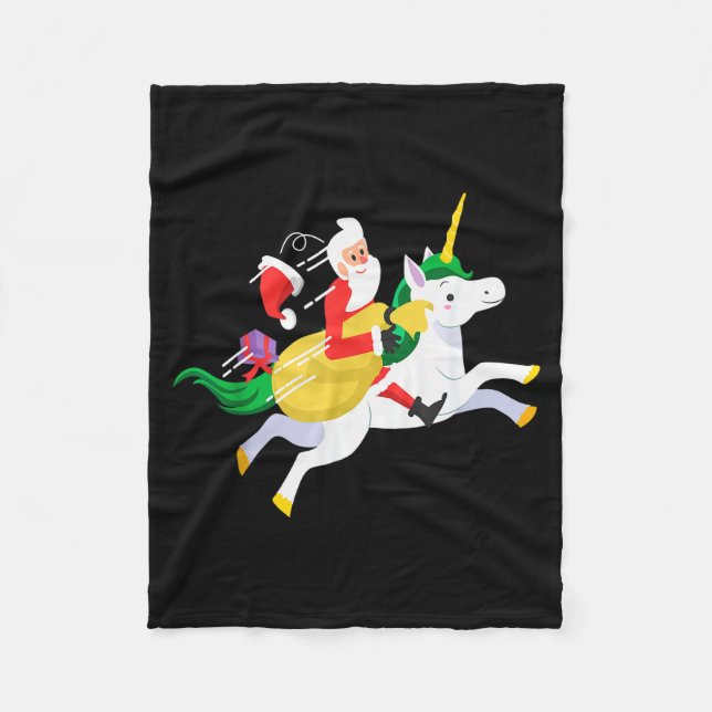 Manta Polar Santa Riding A Unicorn Funny Christmas Gift  (Anverso)