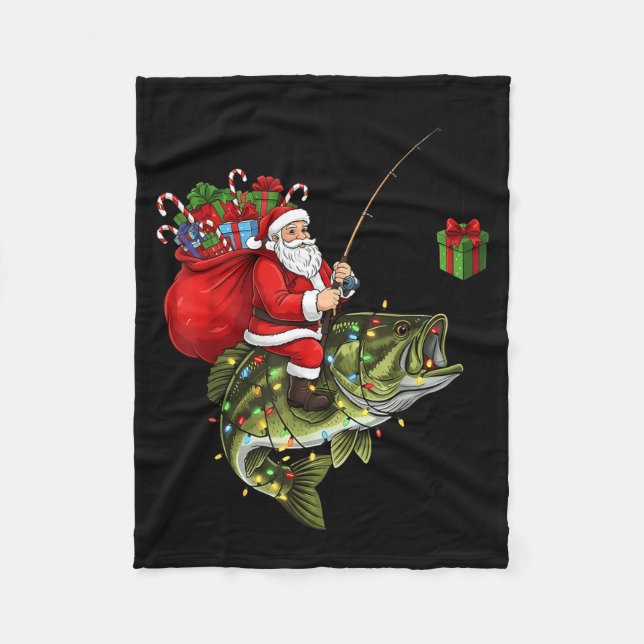 Manta Polar Santa Riding B Fish Christmas Fishing Funny Xmas P (Anverso)
