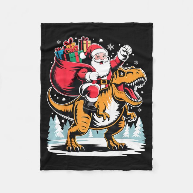 Manta Polar Santa Riding Dinosaur T Rex Christmas Boys Xmas  (Anverso)