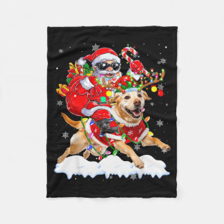 Manta Polar Santa Riding Labrador Retriever Christmas Lights D