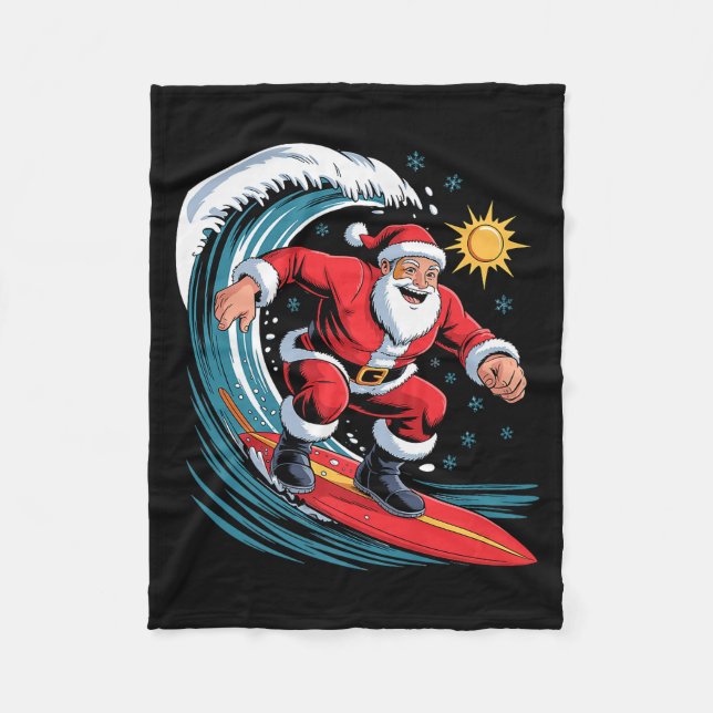 Manta Polar Santa Surfing Funny Surfer Holiday Christmas Xmas  (Anverso)