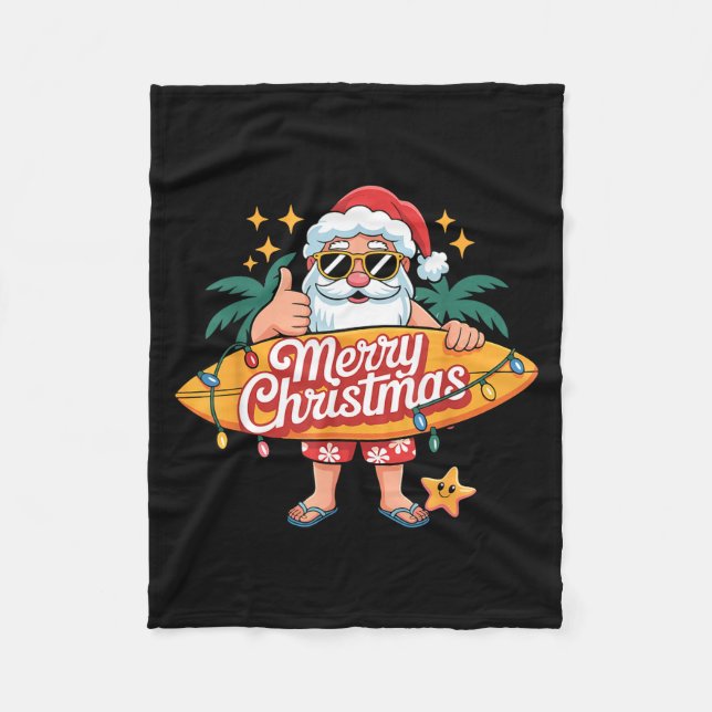 Manta Polar Santa Surfing Hawaiian Beach Christmas In July Tro (Anverso)