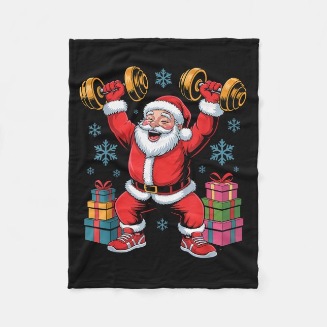 Manta Polar Santa Weightlifting Fitness Gym Training Christmas (Anverso)