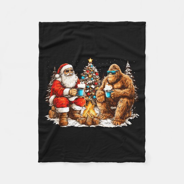 Manta Polar Santa With Bigfoot Christmas Campfire Funny Sasqua (Anverso)