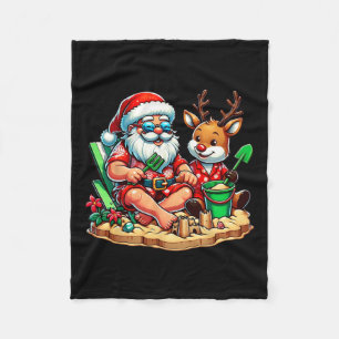 Manta Polar Santa Y Amigo De Los Navidades De La Playa En Juli