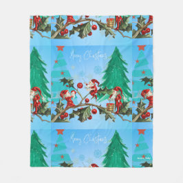 Manta Polar Santa y Elves preparándose